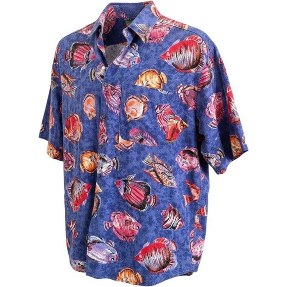 Tango by Max Raab Other - Tango by Max Raab Fish Print Shirt‎ Mens XL Vintage Cotton Hawaiian Button Up